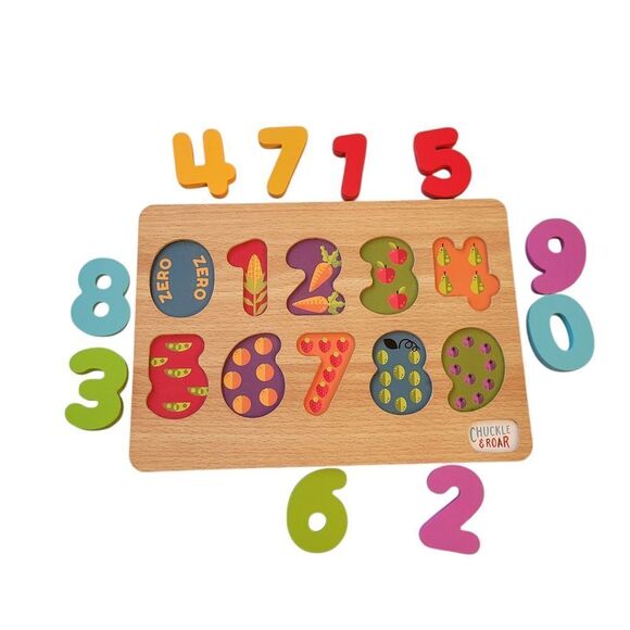 Yellow and Red Wooden Number Puzzle Board - Picture 1 of 4